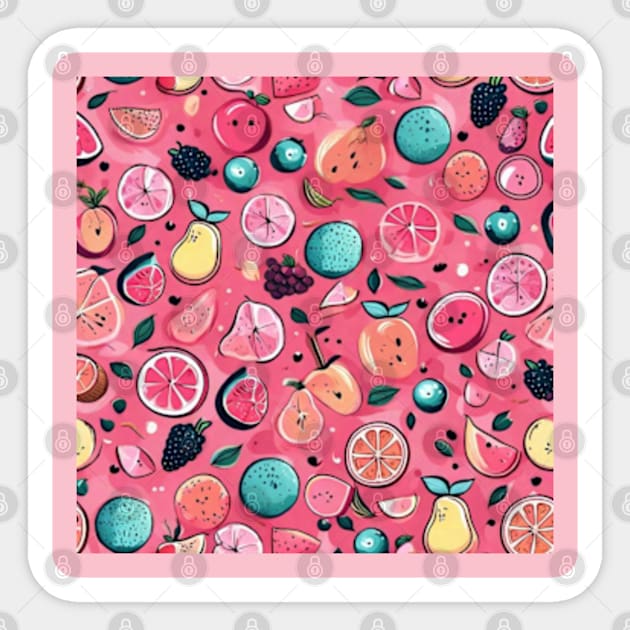 Cute fruits patterns, cute colorful fruits pattern gift ideas Sticker by WeLoveAnimals